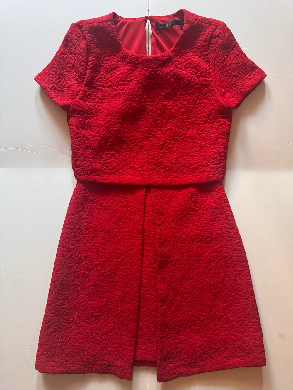 Zara Trafaluc Elegant Red Textured Dress in Size XS in EUC